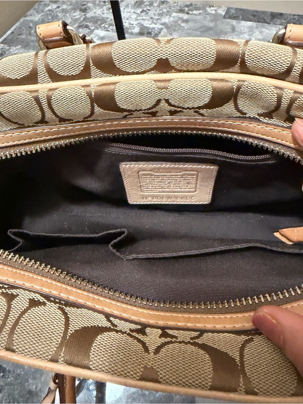 COACH Canvas Leather Beige Brown Handbag - Picture 6 of 7